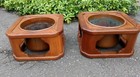 Pair Antique Japanese Planter Or Hibachi Wood And Copper