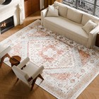 Uimoso Large Area Rug 9 X 12 Ft Anti-skid Floor Mat Vintage Brown Red