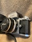 Vintage Nikon F Body Silver 50mm Film Camera   Case Lens From Japan