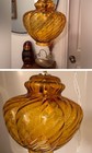 Vintage Amber Glass Swag Lamp   1960s Hanging Light   Boho Mid-century Modern Mc