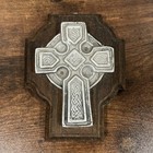 Vintage Wooden Metal Wall Cross Crucifix Religious Art