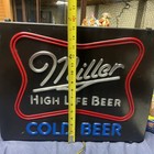 vtg  1980s Miller High Life Beer Plastic Light Up Sign Game Room Man Cave Works