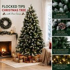 Snow Frosted Christmas Tree Flocked Pinecones Tips Artificial Xmas Holiday 5-7ft