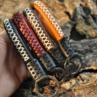 Leather Key Chain Metal Men New Car Ring Key Fob Handmade Weave Keychain Keyring