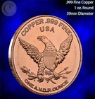  megalodon Shark  Dinosaur Round 1 Oz 999 Copper Round Part Of Dinosaur Series