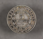 1889 Costa Rica Silver 5 Centavos