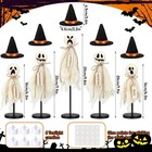 Set Of 5 Halloween Primitive Ghost Indoor Decorations Vintage Wooden Ghost    