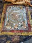 Antique Tibetan Tangka Bhavachakra Hand Painted Brocade Tapestry