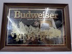 Vtg 80s Budweiser Clydesdale Horses    king Of Beers    Gold Mirror Sign 21x15 In 
