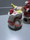 Fitz   Floyd Santa Claus   Gift Sack Salt   Pepper Shakers Christmas  repaired 