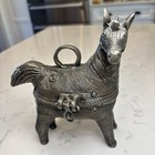 Vintage Brass Indian Dhokra Horse Trinket Box With Latch clasp Unique Metal Cast