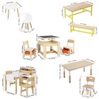 Kids Table And 2 4 Chairs bench Set Wooden toddler height Adjustable Craft