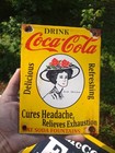 Rare Vintage Coca-cola Porcelain Beverage Soda Gas Station Metal Sign Coke Sign