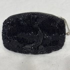 Vintage Black Beaded Small Evening Bag Coin Purse Metal Zip Chain 5x3 5