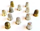 Lot Of 12 Vtg Metal brass Sewing Thimbles Signed Germany - Size 7  8  9  10  12