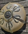 Antique 1920s 30s Large Art Deco Victorian Glass Ceiling Light Fixture Gatsby