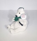 Htf 1999 Vtg Coca Cola Polar Bear Plush Bean Bag Green Scarf Stocking Cap 6  Euc