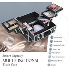 Frenessa Large Makeup Train Case     6-tray Lockable Travel Organizer Box