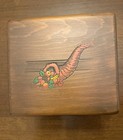 Vintage Wood Divided Recipe Box Rustic Kitchen Storage Cornucopia Design