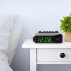 Sharp Digital Dual Alarm Clock  Silver With Green Led Display  Ascending Alarm