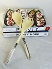 Vintage Silver Handle Salad Server Scroll Pattern With Horn Like Spoon Fork