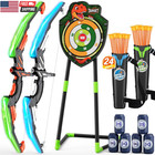 1 Pack-green Standing Target Bow And Arrow For Kids  Led Light Up Archery Set Wi