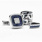 3ct Round Cut Sapphire Lab-created Men s Wedding Cufflink 14k White Gold Plated