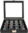 Novel Box Glass Top Black Jewelry Gemstone Display Case With Gem Jar Tray Insert