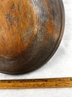 Antique Bowl Wooden Hand Turned Blue Paint Round Oval 8x8 5 Original Early 1800 