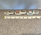 Antique   Vintage Miniature Ceramic Baby Boot Clog Shoe Floral Japan Lot Of 6