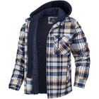 Men s Plaid Hooded Coat Winter Warm Button Zip-up Jacket Fashion Casual Thick Pa