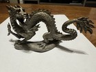 Vintage Set Of 2- 1986 Hudson Fine Pewter - Chinese Dragon Usa Red Eyes