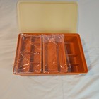 Vintage Tupperware Tuppercraft Orange Craft Sewing Organizer Box Trays Lid