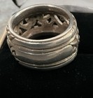 Vintage Sterling Silver Scrollwork Cigar Band - Size 8   Wide Band 1 2 Inch