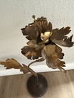 Vtg Brutalist Large Gold Metal Spring Flowers 22  Tall Luxury Decor Sculpture 