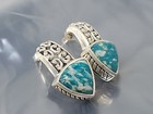 Vintage Nk Sterling Silver Turquoise Pierced Earrings