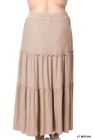 Zenana Maxi Skirt Womens Tiered Raw Hem Drawstring Lt  Mocha Plus Size 1x 2x 3x