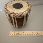 Wooden Tabla Hand Drum W  Black Syahi Spot  Single 5 In Dia X 6 In H