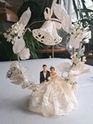 Vintage 1950s Wedding Cake Topper Arch - Bride   Groom Mid Century Style 