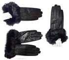Women s Gloves  Leather Real Fur Trim  Size Xl Women s Dress Winter Gloves 