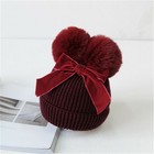 Winter Hat Baby Beanie Double Fur Pom Pom Baby Warm For Girls Kids Cap 1-3y Bows