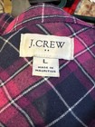 J crew Factory 100  Cotton Flannel Popover Plaid Pink Blue Tunic Top Size Large