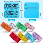 8000 Pairs Raffle Tickets  50 50 Double Raffle Tickets Rolls  8 Colors 1000 Tick