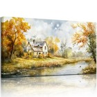  Autumn Nature Landscape Wall Art  Riverside 60l  X 30w  Forest Lake House