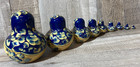 Vintage Russian Matryoshka Nesting Dolls Set 10pc Hand Painted Blue Floral Folk