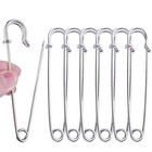 10pcs 10 1cm X 22mm Silvery Extra Large Heavy Duty Safety Pins-stainless Stee   