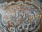 Persian Qajar Style Tinned Copper Brass Tea Kettle Engraved Folk Art Animals