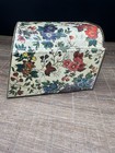 Vintage England Floral Tin Metal Container Hinged Door Storage Box Cottage Decor