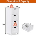Bathroom Floor Storage Cabinet Wooden Cupboard W  4 Drawers Side Organizer White