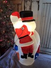 Vintage Christmas Blow Mold Snowman With Friends Lighted Union New Old Stock 30   